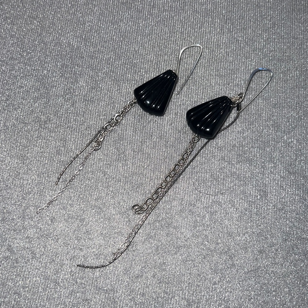 Dangling earrings Black & silver